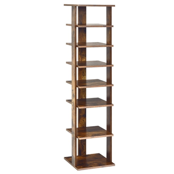 Canddidliike Wooden Shoes Storage Stand 7 Tiers Shoe Rack Organizer Multi-shoe Rack Shoebox-Rustic Brown, Multi-Functional Shoe Rack & Storage Organizer for Entryway Closet