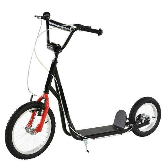 Canddidliike Youth Scooter, Teens Kick Scooter, Adjustable Handlebar Ride On Toy for 5+ with 16" Front and 12" Rear Dual Brakes Inflatable Wheels, Black