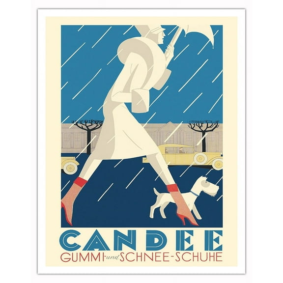 Candee - Rubber and Snow Shoes (Gummi und Schnee-Schuhe) - Vintage Advertising Poster by Franco Barberis c.1929 - Fine Art Matte Paper Print (Unframed) 11x14in