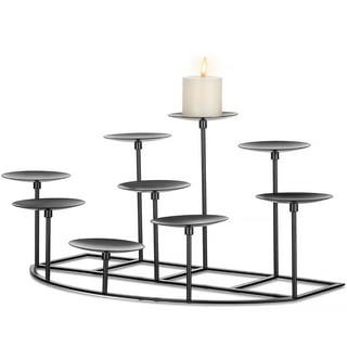 Vintage Pillar Candle Holders for Table Centerpiece Set of 3-11'' 9'' 8'' -  Matte Black Metal Candle Stands Decorative - Candle Centerpiece for Table  Fireplace Decor - Gothic Candle Holder : : Home