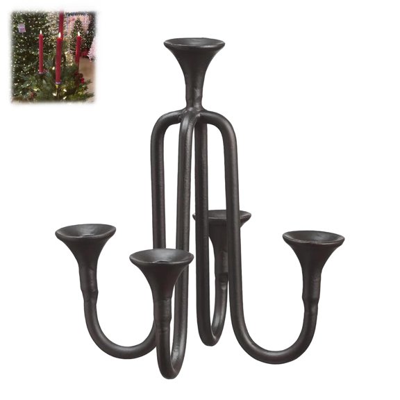 Candelabra Christmas Tree Topper 31.5" Light Up Aluminum Candleholder Holiday Tree Decoration with Unique Festive Centerpiece,Mantel Shelf Tabletop Accents for Xmas Celebration
