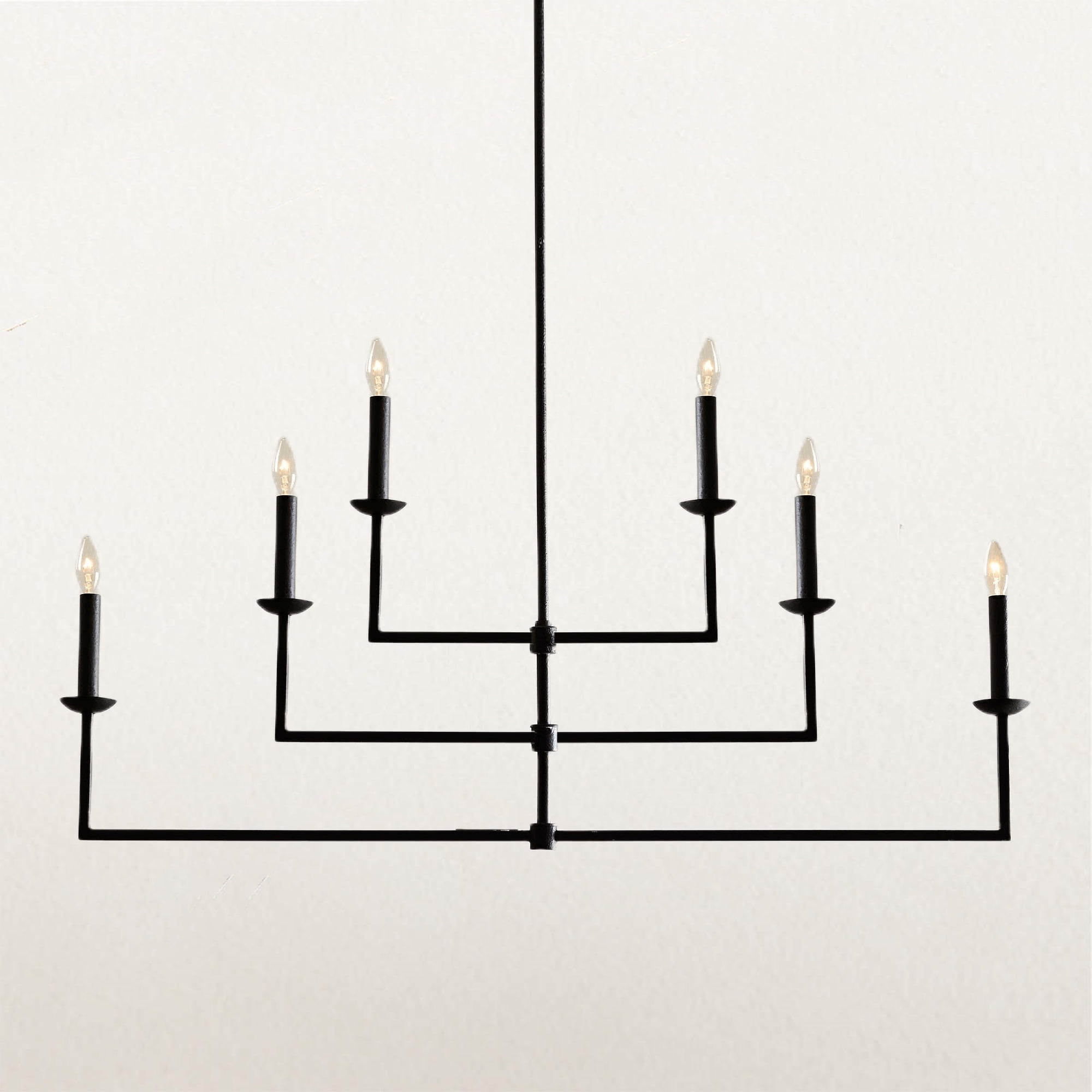 Candelabra-Inspired Black Industrial Iron Chandelier , Living Room Chandlier , Modern Chandelier for Living Room