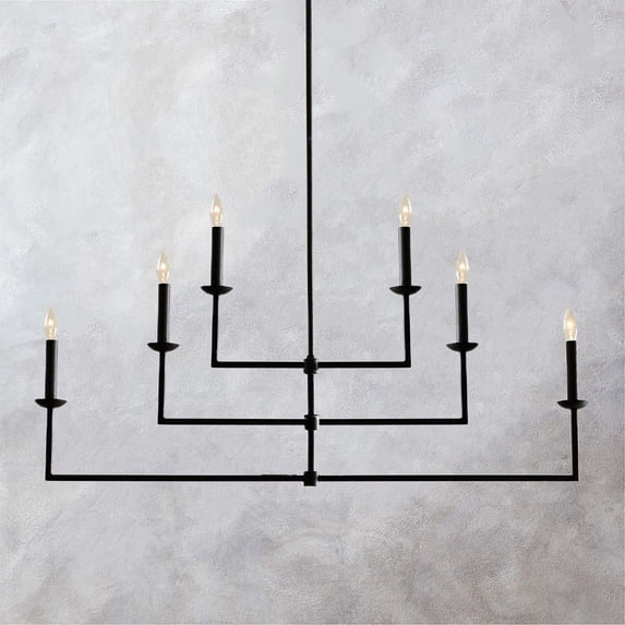Candelabra-Inspired Black Industrial Iron Chandelier , Living Room Chandlier , Modern Chandelier for Living Room