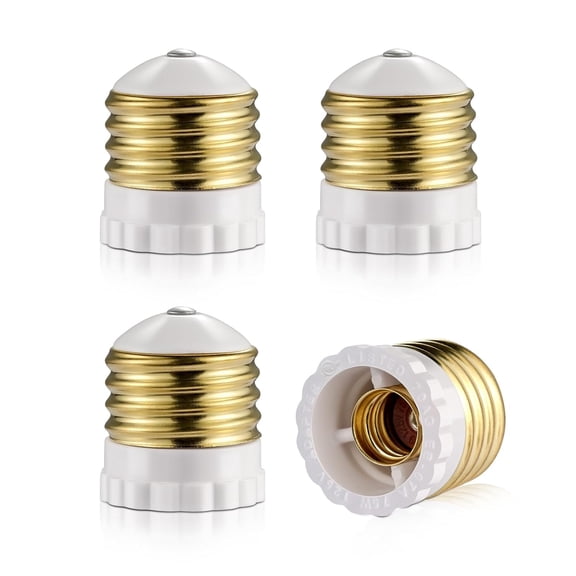 Candelabra Socket Adapters, Standard Light Socket to Candelabra Bulb Socket Adapter, Medium Screw E26 Base to Small E12 Screw Socket Converter, UL (4)