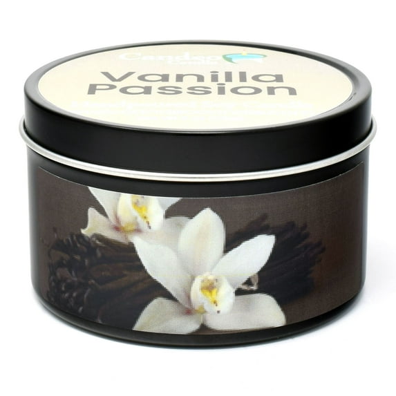Candeo Candle, Vanilla Passion, Scented Soy Candle, 6oz Travel Tin