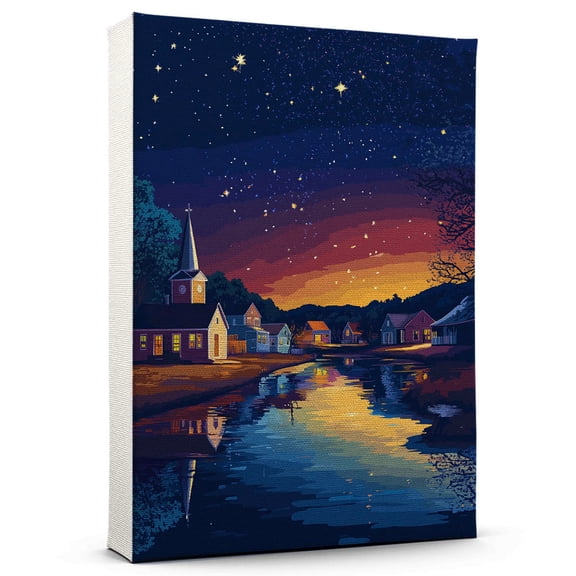 Candias Travel Canvas Art Print, New Hampshire Canvas Wall art, Candias Travel Canvas Starry Night, New Hampshire Decor Travel Artwork - 95AZ224