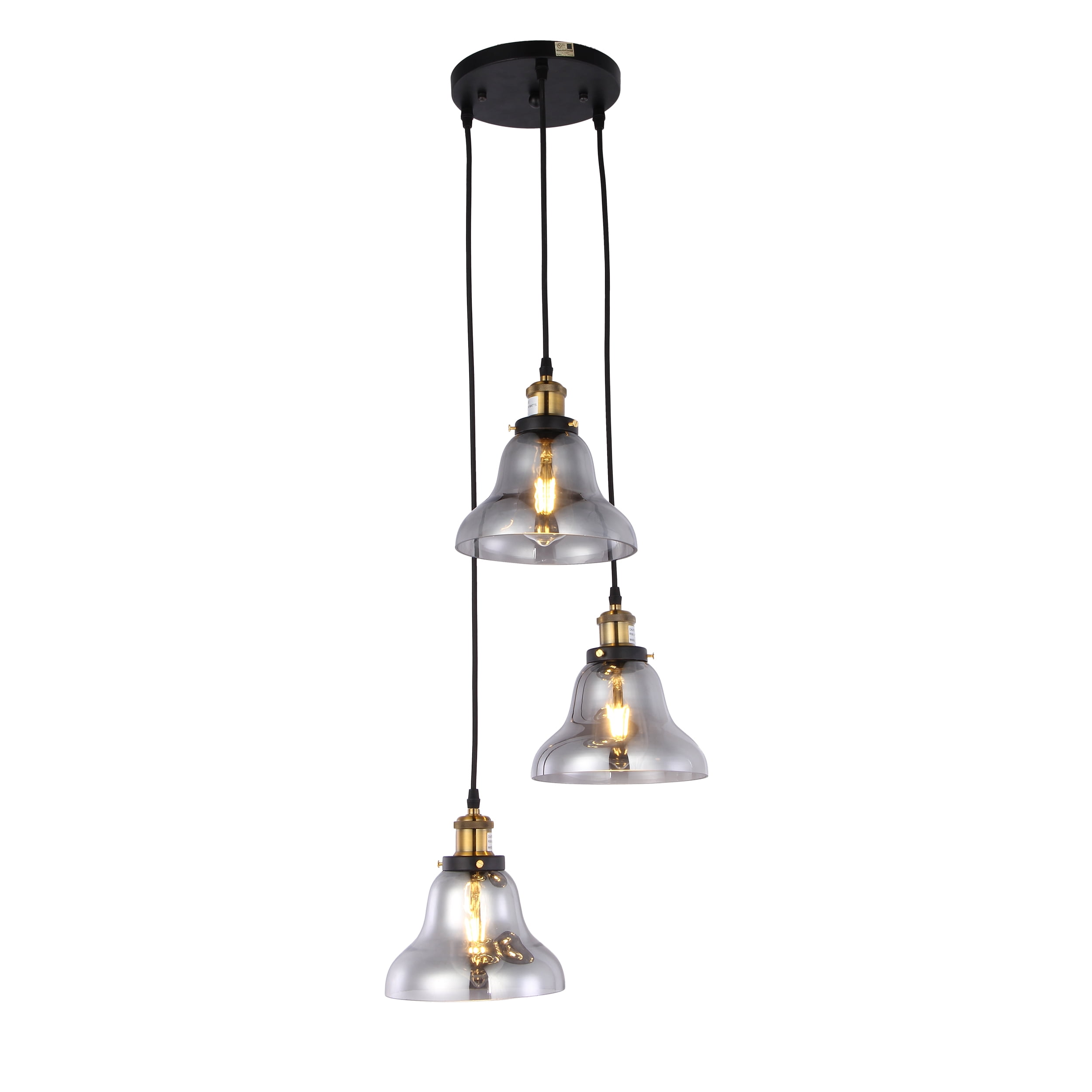 Candice 3-light Chandelier with Smoked Glass Shades includes