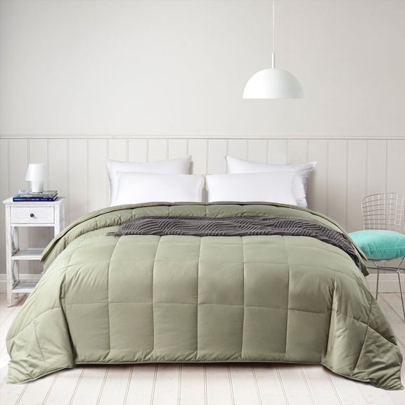 Candid Bedding All Season Essential Alternative Goose Down Comforter, Quilted Duvet Insert (Army)
