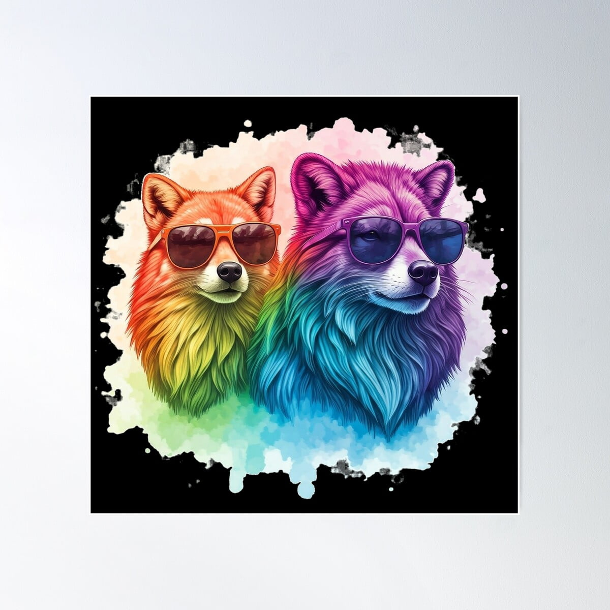 View of Candid Corgi Colourful And Cool Dog Duo Poster Wall Art, Modern Wall ...