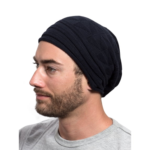 Candid Navy All Season Slouchy Cotton Beanie Women Men