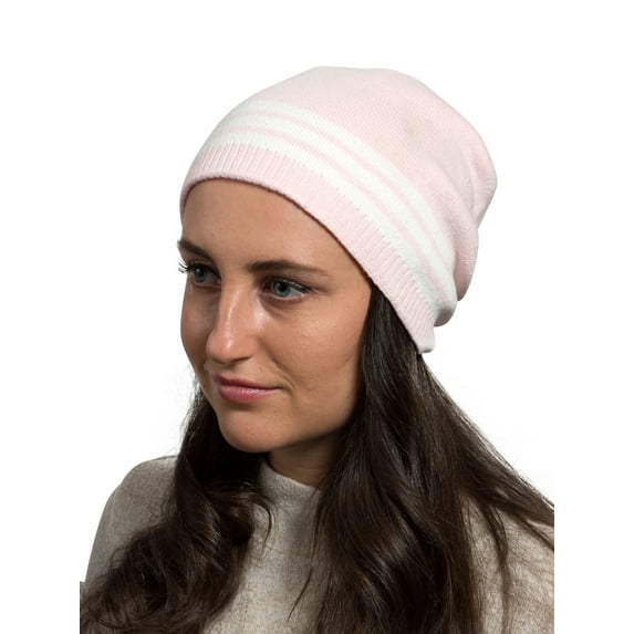 Candid Pink Striped Cotton Beanies Men Women All Season