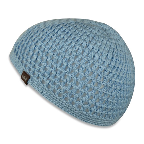 Candid Signature Apparel - Handmade Skullcap Beanie w/Premium Open Knit, Soft & Breathable Bamboo Cotton for Everyday Wear, Baby Blue