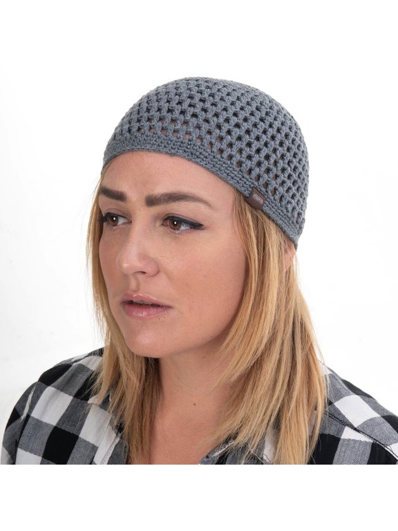 - Handmade Skullcap Beanie w/Premium Open Knit, Soft & Breathable Bamboo Cotton for Everyday Wear, Charcoal