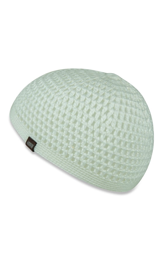 - Handmade Skullcap Beanie w/Premium Open Knit, Soft & Breathable Bamboo Cotton for Everyday Wear, White