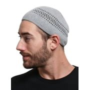 Candid Signature Cotton Kufi Beanie Lattice Weave Hats for Adult Men and Womens, Gray