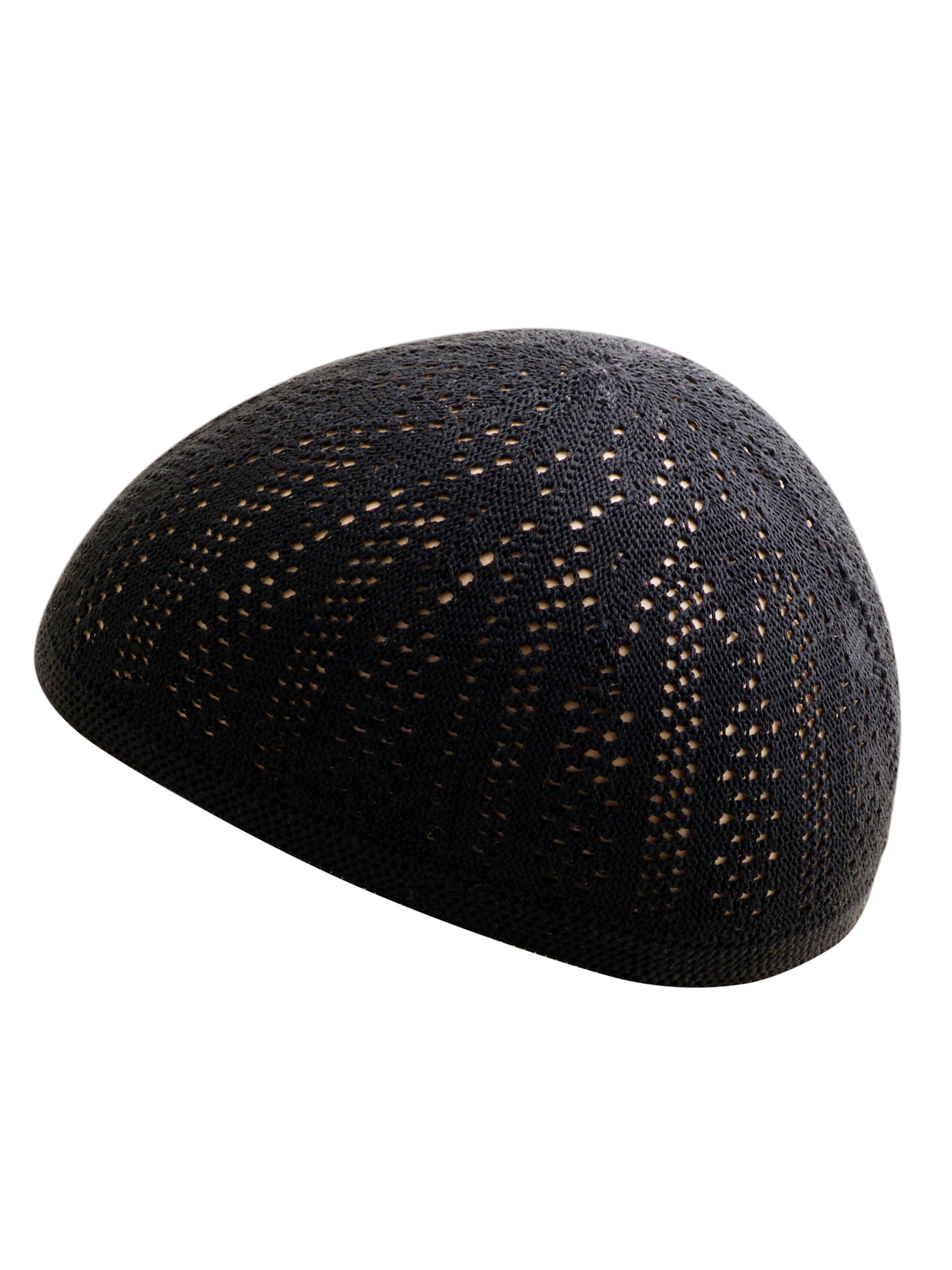 Candid Signature Thin Cotton Crochet Skull Cap Kufi All Season, Black