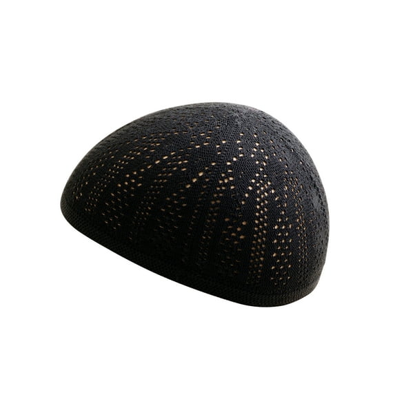 Candid Signature Thin Cotton Crochet Skull Cap Kufi All Season, Black