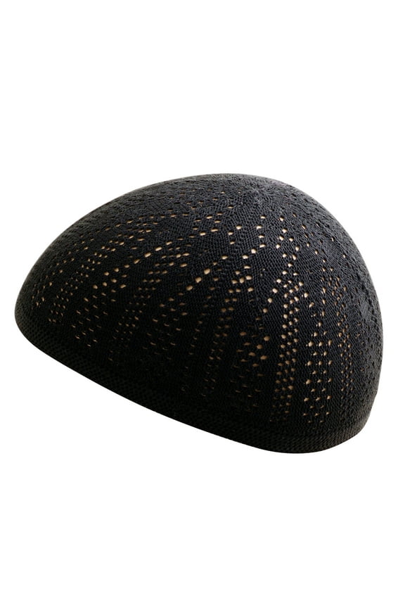 Candid Signature Thin Cotton Crochet Skull Cap Kufi All Season, Black