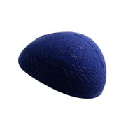 Candid Signature Thin Cotton Crochet Skull Cap Kufi All Season, Blue