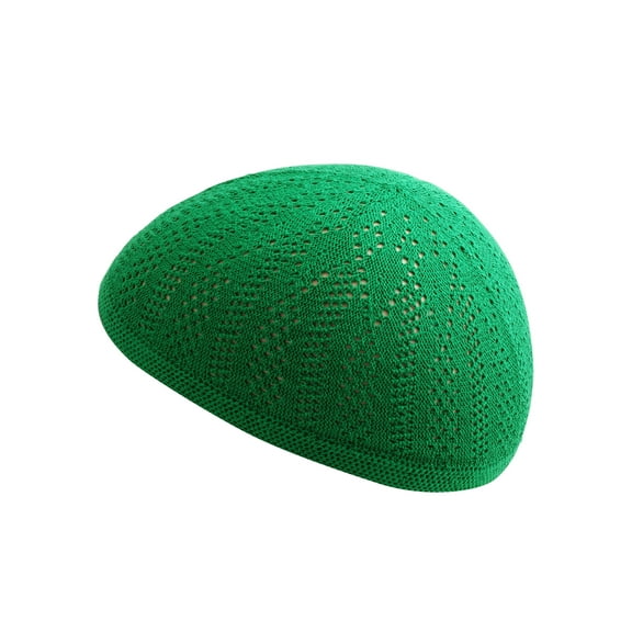 Candid Signature Thin Cotton Crochet Skull Cap Kufi All Season, Green
