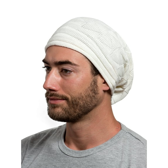 Candid White All Season Slouchy Cotton Beanie Women Men