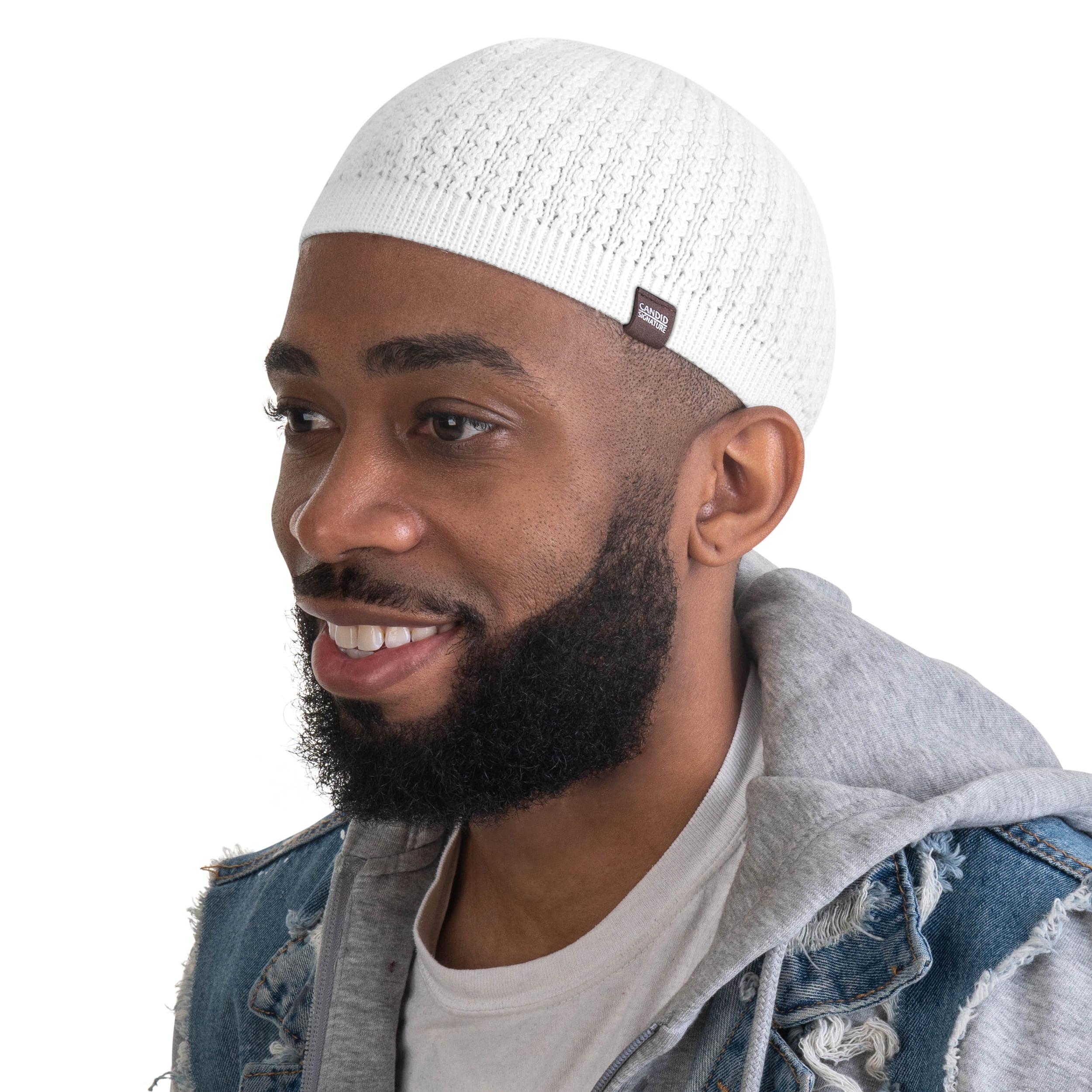 Candid White Wavy Cotton Kufi Beanie Hat Adult - Walmart.com