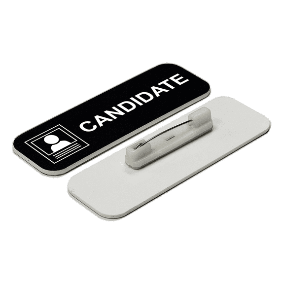 Candidate 1 x 3" Name Tag/Badge, Black, (3 Pack)
