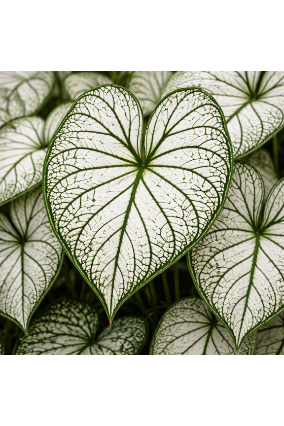 Candidum Sr. Caladium Bulbs  White Heart-Shaped Leaves with Green Veins  Shade Loving Caladium for Gardens, Containers and Landscaping (12 Bulbs)