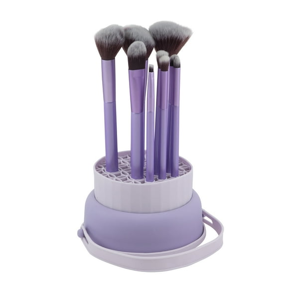 Candie Couture 9 Piece Brush Set with Silicone Holder.  Hold, Display and Dry Your Brushes.