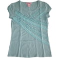 thumbnail image 1 of Candie's Big Girl's Aqua Ruffled Short Sleeved Shirt (Small 7/8), 1 of 3