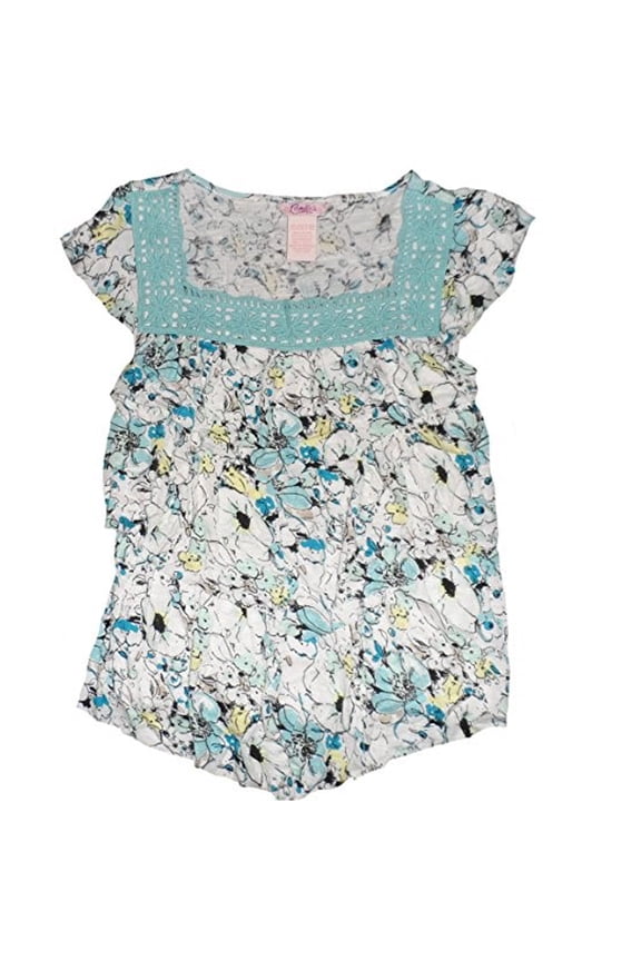 Big Girls' Floral Crochet Tiered Shirt (7/8)