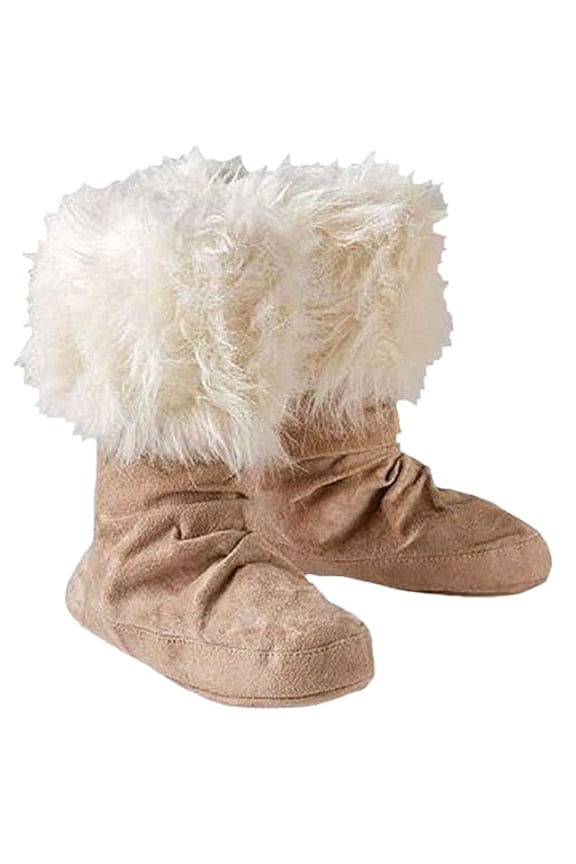 Fold-Over Faux-Fur Slipper-Tan (Small 5/6)