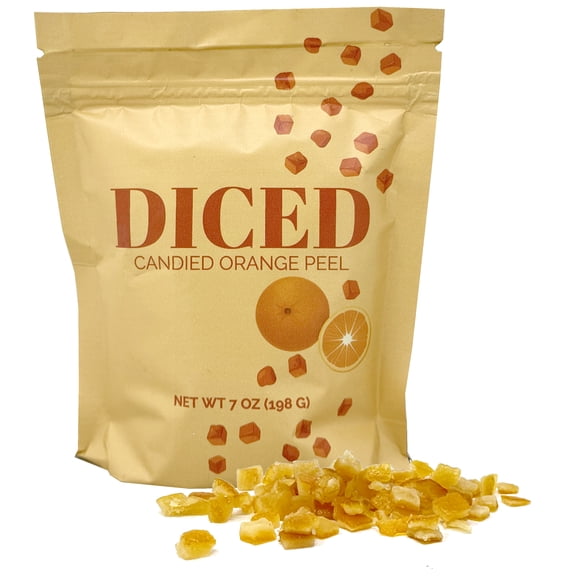 Candied Orange Peel Diced for Baking, Cocktails Garnish 7 Ounce