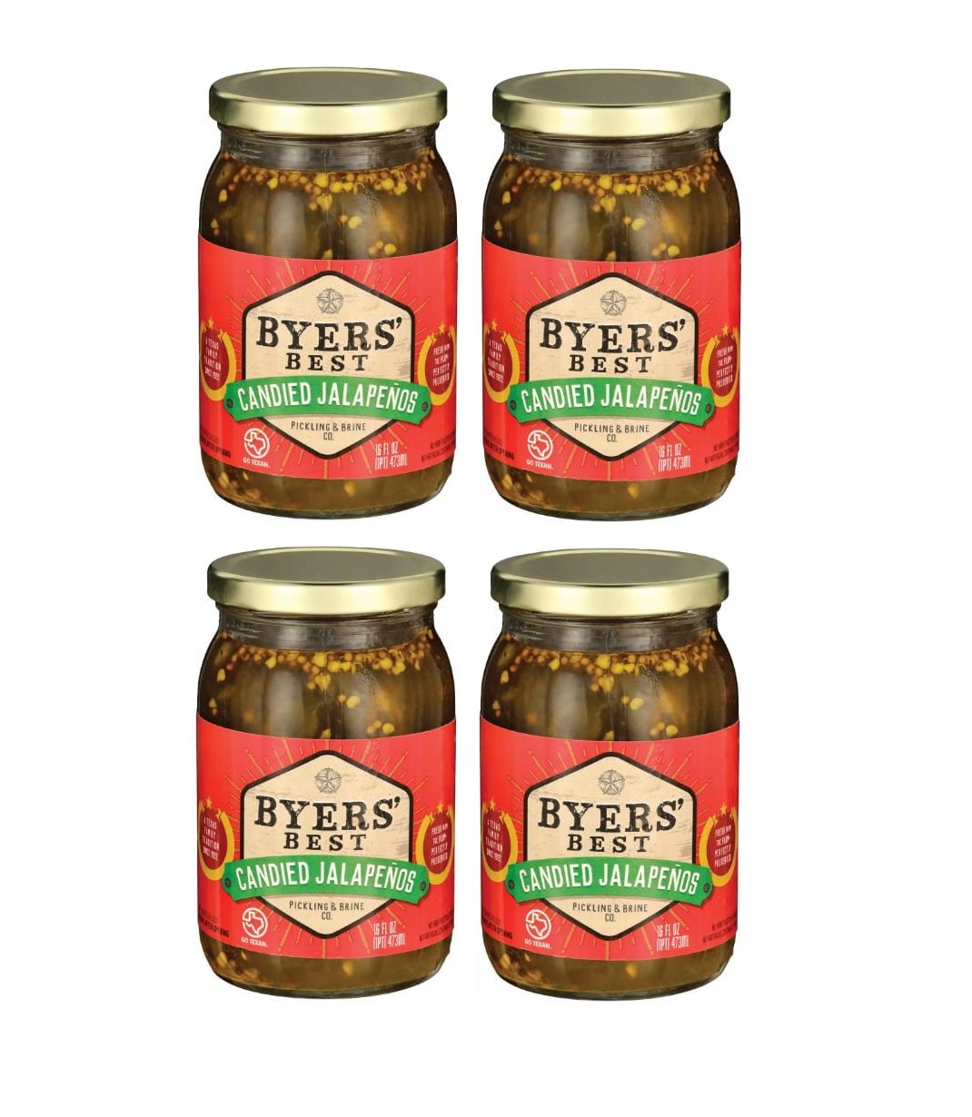 Candied Pickled Jalapenos 16 oz. - Four (4) Glass Jars