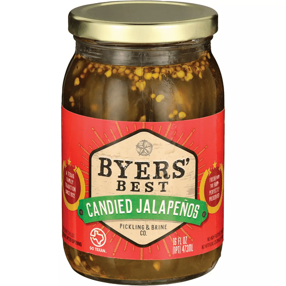 Candied Pickled Jalapenos 16 oz. - One (1) Glass Jar