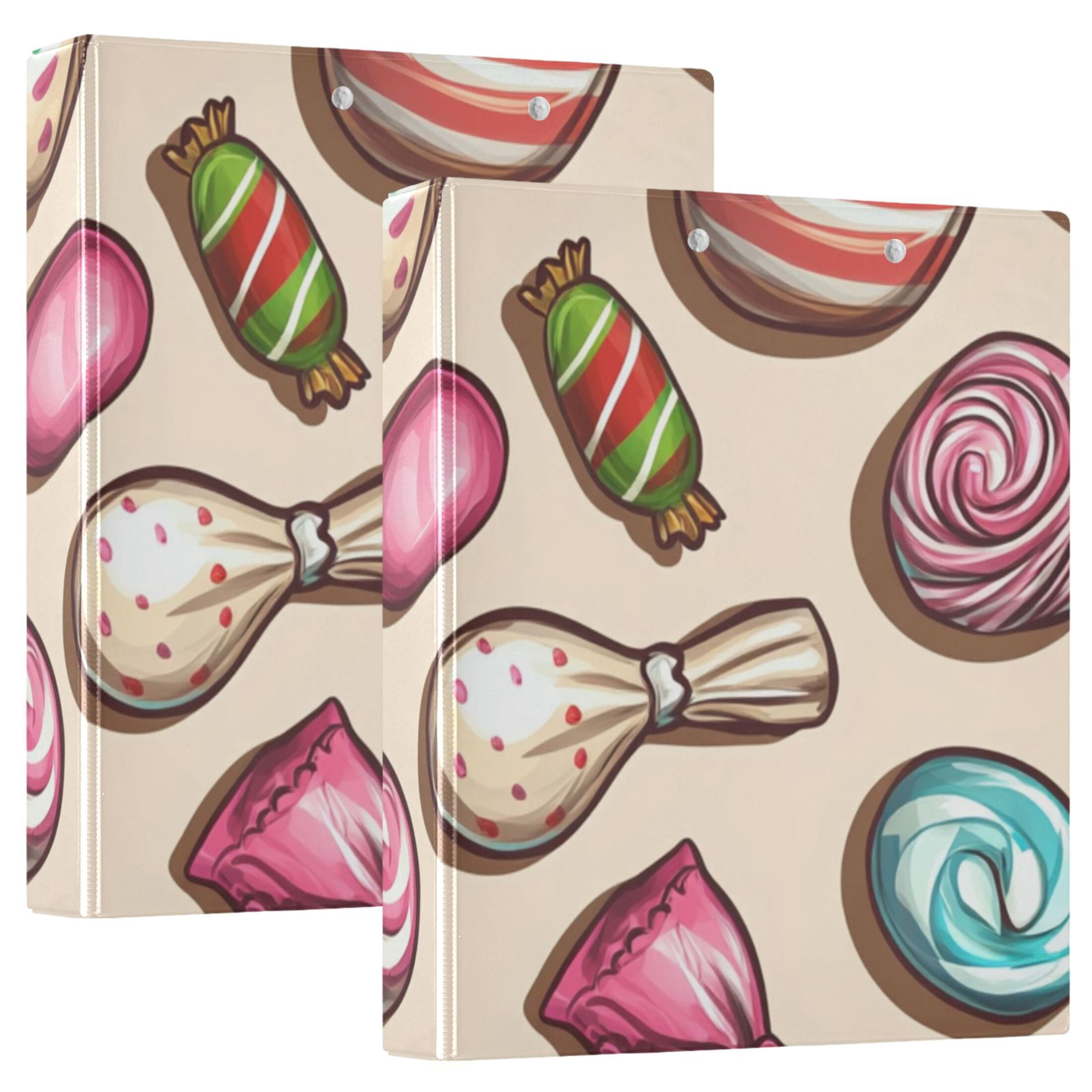 Candies 3 Ring Binders 1.5 inch Hardcover File Folders with Interior Pockets A4 Size Organizer for School Office Hospital