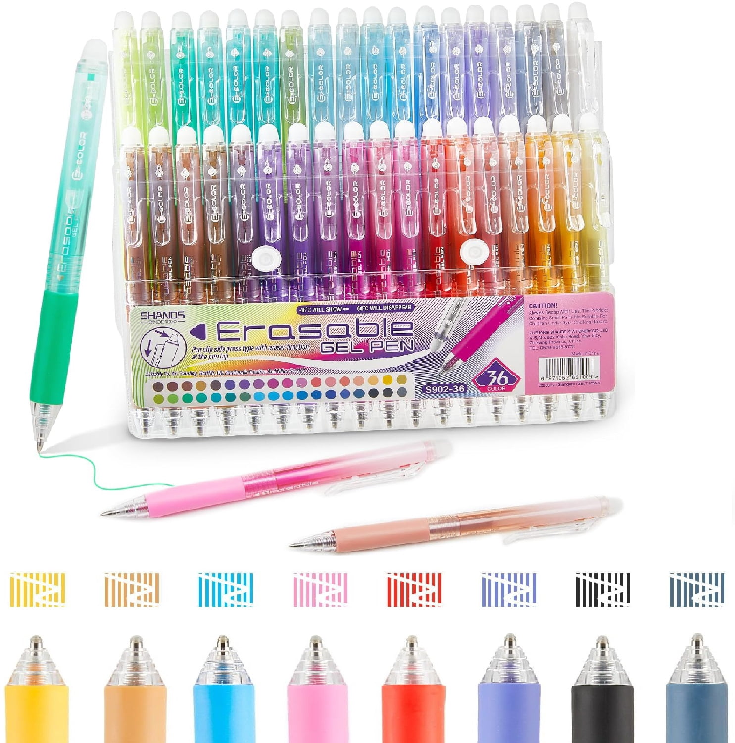 Candies Erasable Gel Pens, 0.7 mm Medium Point, Retractable Erasable Pens, Make Mistakes Disappear, 36 Assorted Colors for Drawing, Writing & Planners