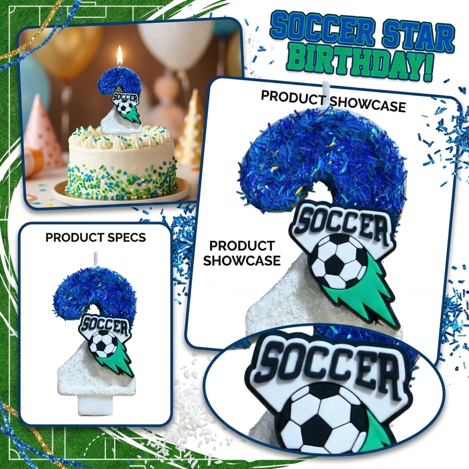 Candle Birthday, Number Candle, 5inHeight, Soccer Birthday, Birthday ...