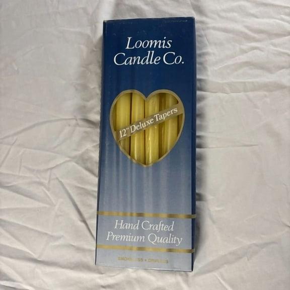 Candle By Loomis 12" Inch Set Of 12 Yellow Deluxe Taper Candles Original Box