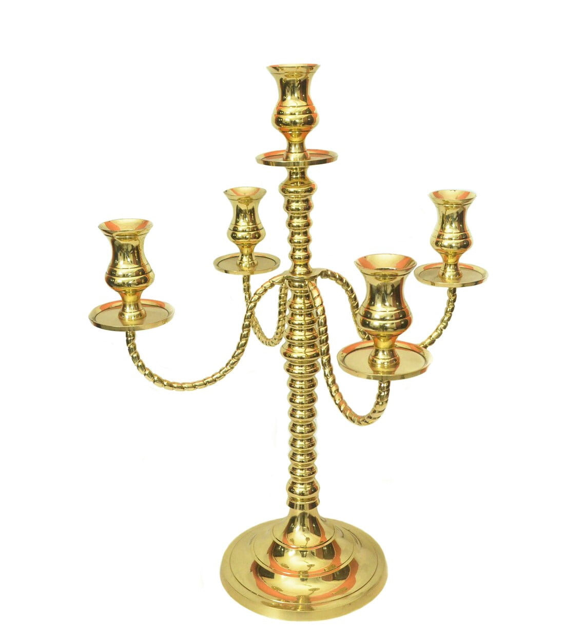Candle Candelabra with 4 arms -Brass Golden Candle Candelabra - (20 inch tall) , Brass Candlestick Holder