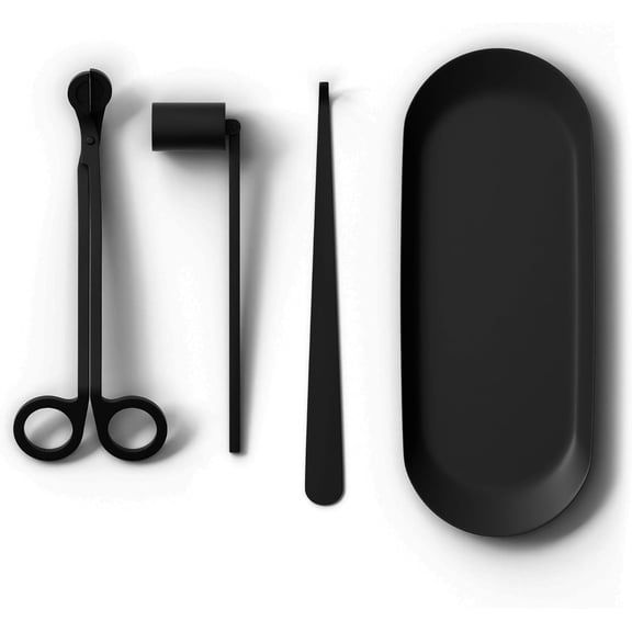 Candle Care Kit 3-Piece Set (Wick Trimmer, Snuffer & Dipper) | Stainless Steel Candle Accessory Set (Black)
