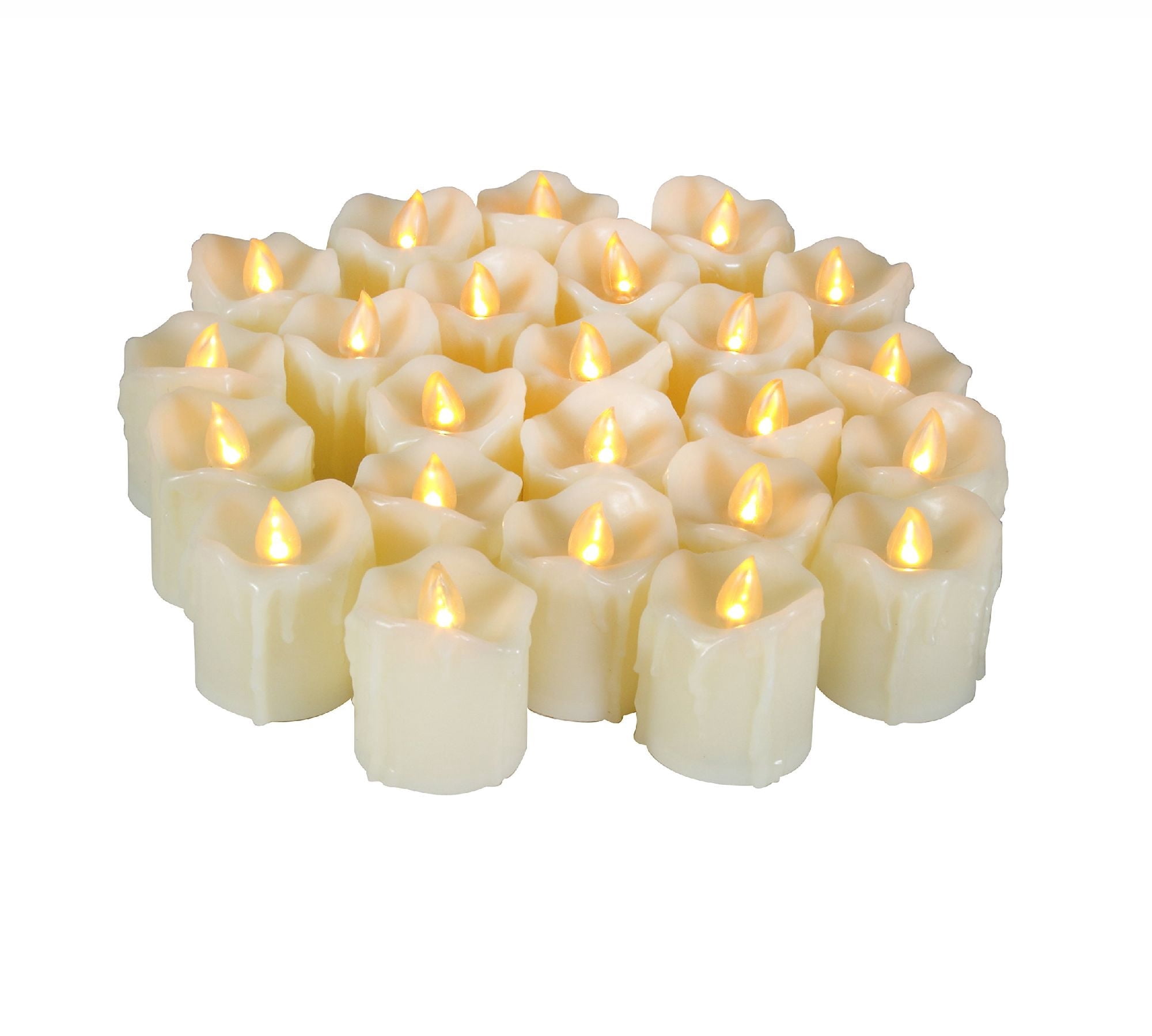 Candle Choice 24 Piece Premium Realistic Flameless Votive Candles, Battery-operated Votive Candles, Long Battery Life 120+ Hours, 1.5"(D)2"(H), With Drips