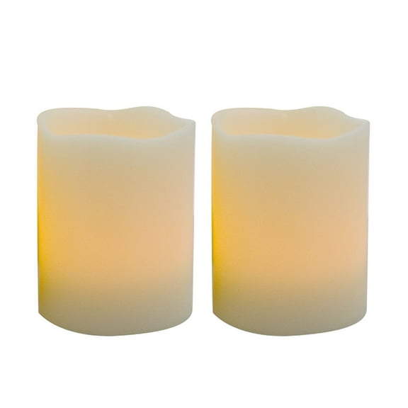 Candle Choice Set of 2 Real Wax Realistic Flickering Magic LED Candles, Blow them out like a real candle, shake them to turn on/off, Battery Operated Candles, uses AAA batteries, 3” dia x 4” height