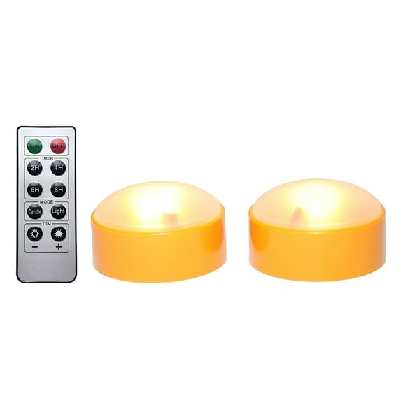 Candle Choice Set of 2 LED Pumpkin Lights with Remote and Timer, Jack-O-Lantern Light, Halloween Light, Flameless Candles for Pumpkins, Orange