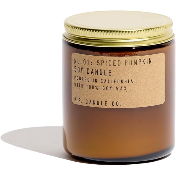 Candle Co. Seasonal Fall Autumn Scented Soy Wax Candle - (7.2 oz) 40-50 Hour Burn Time, Amber Glass Jar, Made in The U.S.A. (Spiced Pumpkin)