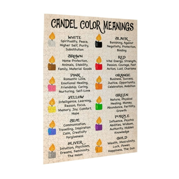 Candle Color Meanings Witch Poster, Witchery Vertical Poster, Witches Poster, Witches Magic Knowledge Wall Art,Witch Art,Jigsaw Puzzle 500 Puzzle Pieces,Puzzle Enthusiasts