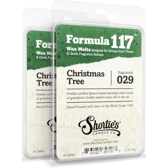 Candle Company Christmas Tree Wax Multi Pack - 2 Highly Scented 3 Oz. Bars (6 Oz. Total) - Made with Natural Oils - Christmas & Holiday Air Freshener Cubes Collection