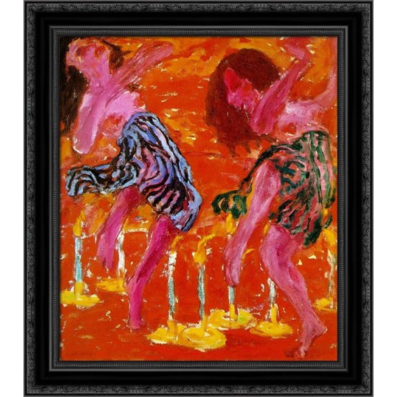 Candle Dancers 20x20 Black Ornate Wood Framed Canvas Art by Nolde, Emil