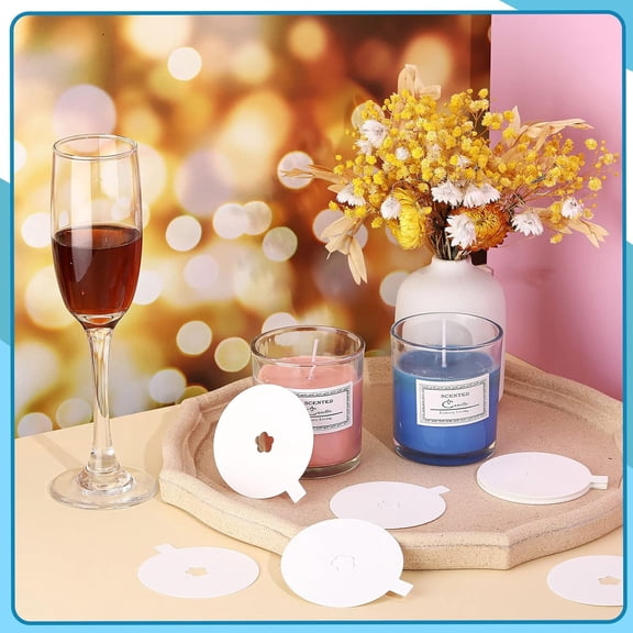 Candle Dust Protectors Paper Candle Lids Drip Protectors for Craft Making, White