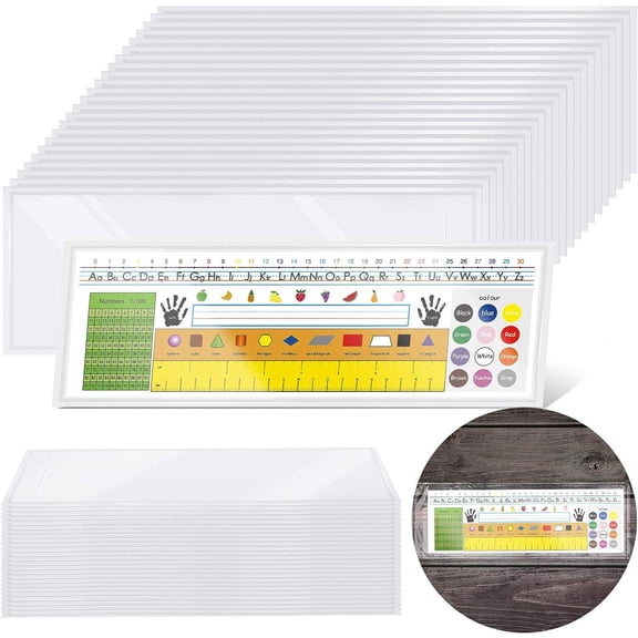 Nameplate Pockets Self-Adhesive Name Plate Clear Pockets for Classroom Desk, 14.2 x 4.7 Inch Pack of 6 [X00297IA91]